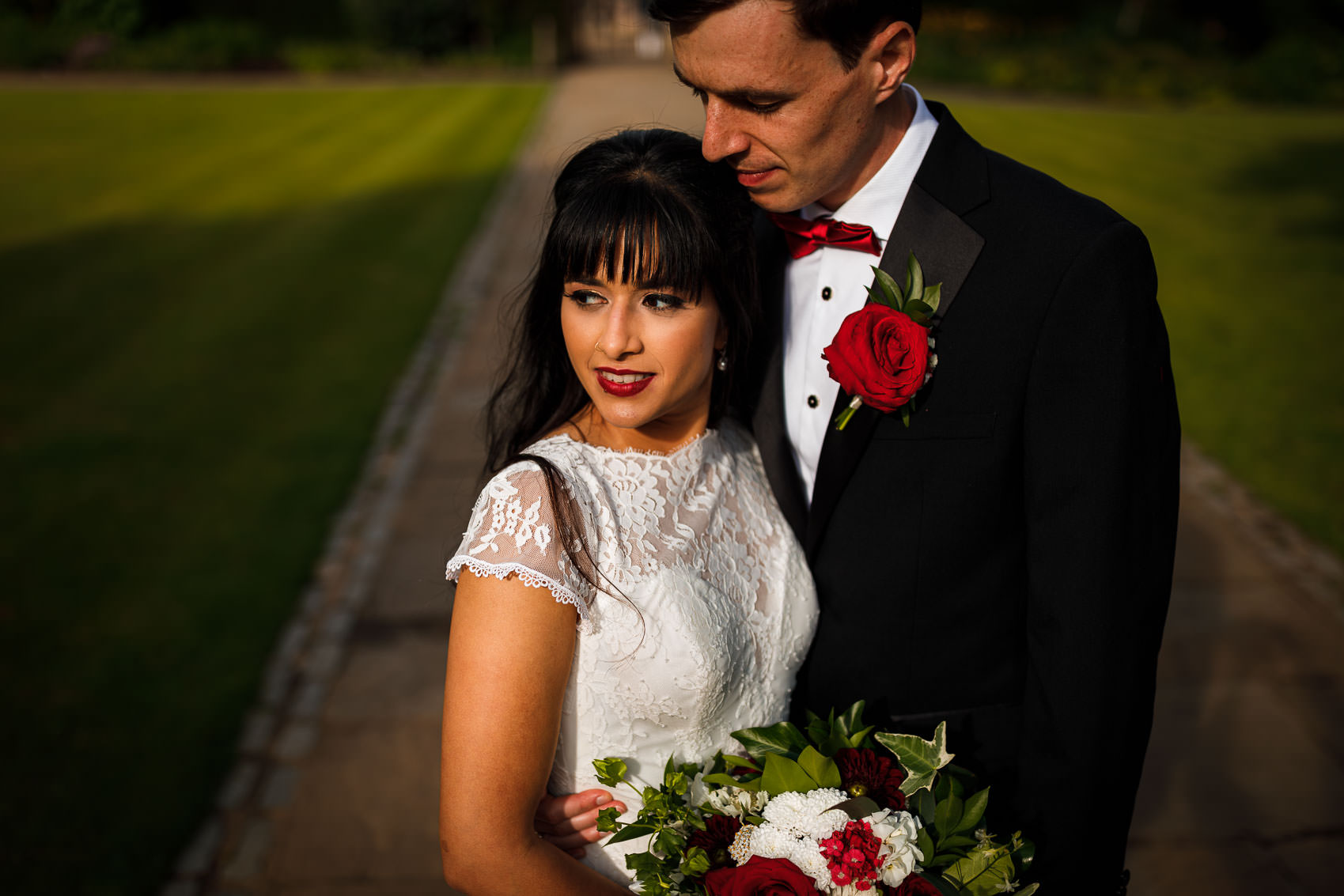 Wedding Couple at Pembroke Lodge in the sunshine